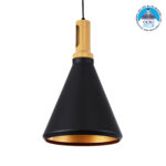 GLOBOSTAR® CALYPSO 01334-C Μοντέρνο Κρεμαστό Φωτιστικό Οροφής με Ντουί 1 x E27 AC 220-240V IP20 - Μαύρο & Μπρούτζινο  - Μ25 x Π25 x Υ40cm