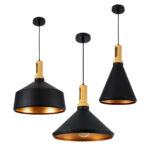 GLOBOSTAR® CALYPSO 01334 Μοντέρνο Κρεμαστό Φωτιστικό Οροφής με Ντουί 3 x E27 AC 220-240V IP20 - Μαύρο & Μπρούτζινο - Μ110 x Π110 x Υ35cm - Σετ 3 Τεμαχίων - Image 6