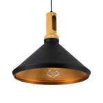 GLOBOSTAR® CALYPSO 01334-A Μοντέρνο Κρεμαστό Φωτιστικό Οροφής με Ντουί 1 x E27 AC 220-240V IP20 - Μαύρο & Μπρούτζινο - Μ36 x Π36 x Υ30cm - Image 6