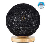 GLOBOSTAR® OCEANA 01338 Boho Επιτραπέζιο Φωτιστικό Πορτατίφ με Ντουί 1 x E27 AC 220-240V IP20 - Μαύρο & Μπεζ - M20 x Π20 x Υ22cm