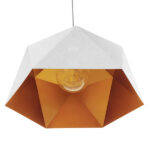 GLOBOSTAR® HEXAGON 01378 Μοντέρνο Κρεμαστό Φωτιστικό Οροφής με Ντουί 1 x E27 AC 220-240V IP20 - Λευκό & Χρυσό - Μ46 x Π46 x Y25cm - Image 6