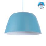 GLOBOSTAR® UPVALE 01286 Μοντέρνο Κρεμαστό Φωτιστικό Οροφής με Ντουί 1 x E27 AC 220-240V IP20 - Γαλάζιο & Λευκό - Μ40 x Π40 x Υ24cm