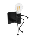 GLOBOSTAR® LITTLEMAN 01388 Vintage Φωτιστικό Τοίχου - Απλίκα με Ντουί 1 x E27 AC 220-240V IP20 - Μαύρο - Μ12 x Π19 x Υ17cm - Image 2