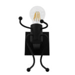 GLOBOSTAR® LITTLEMAN 01388 Vintage Φωτιστικό Τοίχου - Απλίκα με Ντουί 1 x E27 AC 220-240V IP20 - Μαύρο - Μ12 x Π19 x Υ17cm - Image 3