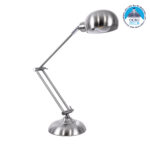 GLOBOSTAR® OFFICE 01393 Μοντέρνο Επιτραπέζιο Φωτιστικό Πορτατίφ με Ντουί 1 x E27 AC 220-240V IP20 - Ασημί - Μ14 x Π14 x Υ80cm