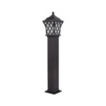 GloboStar® SHELTER 01400 Vintage Φωτιστικό Κολωνάκι Κήπου Μονόφωτο 1 x E27 Καφέ Μεταλλικό Πλέγμα L19 x W19 x H100cm - Image 6