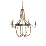 GLOBOSTAR® VICTORIAN 01404 Vintage Κρεμαστό Φωτιστικό Οροφής με Ντουί 6 x E14 AC 220-240V IP20 - Χάλκινο Εφέ Σκουριάς & Μπεζ - Μ85 x Π85 x Υ85cm - Image 5