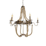 GLOBOSTAR® VICTORIAN 01404 Vintage Κρεμαστό Φωτιστικό Οροφής με Ντουί 6 x E14 AC 220-240V IP20 - Χάλκινο Εφέ Σκουριάς & Μπεζ - Μ85 x Π85 x Υ85cm - Image 6