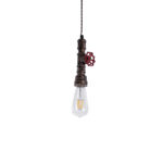 GLOBOSTAR® SPIGOT 01413 Vintage Κρεμαστό Φωτιστικό Οροφής με Ντουί 1 x E27 AC 220-240V IP20 - Χάλκινο & Κόκκινο - Μ5 x Π5 x Y20cm - Image 2
