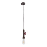 GLOBOSTAR® SPIGOT 01413 Vintage Κρεμαστό Φωτιστικό Οροφής με Ντουί 1 x E27 AC 220-240V IP20 - Χάλκινο & Κόκκινο - Μ5 x Π5 x Y20cm - Image 4
