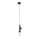 GLOBOSTAR® SPIGOT 01414 Vintage Κρεμαστό Φωτιστικό Οροφής με Ντουί 1 x E27 AC 220-240V IP20 - Καφέ & Κόκκινο - Μ5 x Π5 x Y20cm - Image 4