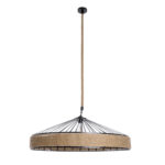 GLOBOSTAR® SAHARA 01416 Boho Κρεμαστό Φωτιστικό Οροφής με Ντουί 1 x E27 AC 220-240V IP20 - Μπεζ & Μαύρο - Μ80 x Π80 x Y25cm - Image 4