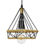 GLOBOSTAR® FLUTED 01421 Vintage Κρεμαστό Φωτιστικό Οροφής με Ντουί 1 x E27 AC 220-240V IP20 - Μαύρο & Μπεζ - Μ25 x Π25 x Y24cm - Image 3