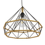 GLOBOSTAR® FLUTED 01422 Vintage Κρεμαστό Φωτιστικό Οροφής με Ντουί 1 x E27 AC 220-240V IP20 - Μαύρο & Μπεζ - Μ50 x Π50 x Y44cm - Image 4