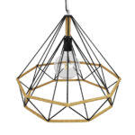 GLOBOSTAR® FLUTED 01422 Vintage Κρεμαστό Φωτιστικό Οροφής με Ντουί 1 x E27 AC 220-240V IP20 - Μαύρο & Μπεζ - Μ50 x Π50 x Y44cm - Image 5