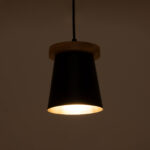 GLOBOSTAR® LANA 01424 Μοντέρνο Κρεμαστό Φωτιστικό Οροφής με Ντουί 1 x E27 AC 220-240V IP20 - Μαύρο & Καφέ - Μ13 x Π13 x Y17cm - Image 3