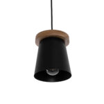 GLOBOSTAR® LANA 01424 Μοντέρνο Κρεμαστό Φωτιστικό Οροφής με Ντουί 1 x E27 AC 220-240V IP20 - Μαύρο & Καφέ - Μ13 x Π13 x Y17cm - Image 5
