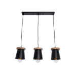 GLOBOSTAR® LANA 01425 Μοντέρνο Κρεμαστό Φωτιστικό Οροφής με Ντουί 3 x E27 AC 220-240V IP20 - Μαύρο & Καφέ - Μ60 x Π13 x Υ18cm - Image 2