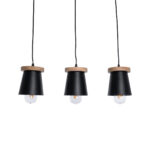 GLOBOSTAR® LANA 01425 Μοντέρνο Κρεμαστό Φωτιστικό Οροφής με Ντουί 3 x E27 AC 220-240V IP20 - Μαύρο & Καφέ - Μ60 x Π13 x Υ18cm - Image 4