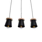 GLOBOSTAR® LANA 01425 Μοντέρνο Κρεμαστό Φωτιστικό Οροφής με Ντουί 3 x E27 AC 220-240V IP20 - Μαύρο & Καφέ - Μ60 x Π13 x Υ18cm - Image 5