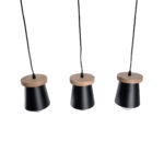 GLOBOSTAR® LANA 01425 Μοντέρνο Κρεμαστό Φωτιστικό Οροφής με Ντουί 3 x E27 AC 220-240V IP20 - Μαύρο & Καφέ - Μ60 x Π13 x Υ18cm - Image 6
