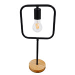 GLOBOSTAR® HONOR SQUARE 01435 Μοντέρνο Επιτραπέζιο Φωτιστικό Πορτατίφ με Ντουί 1 x E27 AC 220-240V IP20 - Μαύρο & Μπεζ - M20 x Π20 x Υ42cm - Image 3