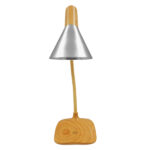 GloboStar® DRAPER 01438 Επιτραπέζιο Φωτιστικό Πορτατίφ LED 6W 500lm 360° DC 5V IP20 Φυσικό Λευκό 4500K Dimmable Μπεζ Ξύλο με Ασημί Μέταλλο - Μ10 x Π14 x Υ33cm - 2 Xρόνια Εγγύηση - Image 2