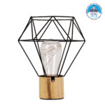 GLOBOSTAR® ANTLER 01441 Μοντέρνο Επιτραπέζιο Φωτιστικό LED 2.2W 154lm 360° DC 5V IP20 Θερμό Λευκό 2700K - DIODE - Μαύρο & Μπεζ - Μ19 x Π19 x Υ23cm - 2 Χρόνια Εγγύηση