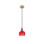 GLOBOSTAR® SEGRETO 01450 Vintage Κρεμαστό Φωτιστικό Οροφής με Ντουί 1 x E27 AC 220-240V IP20 - Κόκκινο & Χρυσό - Μ14 x Π14 x Υ18cm - Image 4