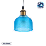 GLOBOSTAR® SEGRETO 01452 Vintage Κρεμαστό Φωτιστικό Οροφής με Ντουί 1 x E27 AC 220-240V IP20 - Μπλε & Χρυσό - Μ14 x Π14 x Υ18cm