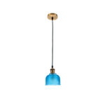 GLOBOSTAR® SEGRETO 01452 Vintage Κρεμαστό Φωτιστικό Οροφής με Ντουί 1 x E27 AC 220-240V IP20 - Μπλε & Χρυσό - Μ14 x Π14 x Υ18cm - Image 4