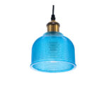 GLOBOSTAR® SEGRETO 01452 Vintage Κρεμαστό Φωτιστικό Οροφής με Ντουί 1 x E27 AC 220-240V IP20 - Μπλε & Χρυσό - Μ14 x Π14 x Υ18cm - Image 6