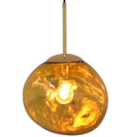 GLOBOSTAR® DIXAR 01462 Μοντέρνο Κρεμαστό Φωτιστικό Οροφής με Ντουί 1 x E27 AC 220-240V IP20 - Χρυσό Φιμέ - Μ28 x Π28 x Υ40cm - Image 2