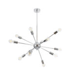 GLOBOSTAR® MILANO 01487 Μοντέρνο Φωτιστικό Οροφής με Ντουί 12 x E27 AC 220-240V IP20 - Ασημί - Μ80 x Π80 x Υ80cm - Image 4