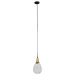 GLOBOSTAR® NOAH 01491 Μοντέρνο Κρεμαστό Φωτιστικό Οροφής με Ντουί 1 x E27 AC 220-240V IP20 - Διάφανο & Μπεζ - Μ16 x Π16 x Υ30cm - Image 2