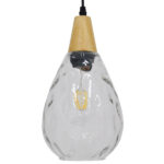 GLOBOSTAR® NOAH 01491 Μοντέρνο Κρεμαστό Φωτιστικό Οροφής με Ντουί 1 x E27 AC 220-240V IP20 - Διάφανο & Μπεζ - Μ16 x Π16 x Υ30cm - Image 4
