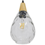 GLOBOSTAR® NOAH 01491 Μοντέρνο Κρεμαστό Φωτιστικό Οροφής με Ντουί 1 x E27 AC 220-240V IP20 - Διάφανο & Μπεζ - Μ16 x Π16 x Υ30cm - Image 5