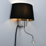 GLOBOSTAR® ELEGANT 01492 Μοντέρνο Φωτιστικό Τοίχου - Απλίκα Ξενοδοχείου Reading Light με Ντουί 1 x E27 LED 3W 360lm 36° AC 220-240V IP20 Θερμό Λευκό 2700K - Bridgelux COB Chip - Χρώμιο & Μαύρο - Μ26 x Π16.5 x Υ33cm - 2 Χρόνια Εγγύηση - Image 3
