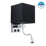 GLOBOSTAR® ELEGANT 01494 Μοντέρνο Φωτιστικό Τοίχου - Απλίκα Ξενοδοχείου Reading Light με Ντουί 1 x E27 LED 3W 270lm 36° AC 220-240V IP20 Θερμό Λευκό 2700K - CREE XPE Chip - Ασημί & Μαύρο - Μ17 x Π21 x Υ43cm - 2 Χρόνια Εγγύηση