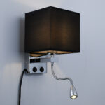 GLOBOSTAR® ELEGANT 01494 Μοντέρνο Φωτιστικό Τοίχου - Απλίκα Ξενοδοχείου Reading Light με Ντουί 1 x E27 LED 3W 270lm 36° AC 220-240V IP20 Θερμό Λευκό 2700K - CREE XPE Chip - Ασημί & Μαύρο - Μ17 x Π21 x Υ43cm - 2 Χρόνια Εγγύηση - Image 3