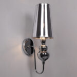 GLOBOSTAR® LAURA 01498 Μοντέρνο Φωτιστικό Τοίχου - Απλίκα με Ντουί 1 x E27 AC 220-240V IP20 - Ασημί - Μ21 x Π15 x Y48cm - Image 3