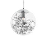 GLOBOSTAR® HARPER 01510 Μοντέρνο Κρεμαστό Φωτιστικό Οροφής με Ντουί 1 x E27 AC 220-240V IP20 - Διάφανο & Ασημί - Μ25 x Π25 x Υ30cm - Image 2