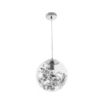 GLOBOSTAR® HARPER 01510 Μοντέρνο Κρεμαστό Φωτιστικό Οροφής με Ντουί 1 x E27 AC 220-240V IP20 - Διάφανο & Ασημί - Μ25 x Π25 x Υ30cm - Image 4