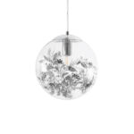 GLOBOSTAR® HARPER 01510 Μοντέρνο Κρεμαστό Φωτιστικό Οροφής με Ντουί 1 x E27 AC 220-240V IP20 - Διάφανο & Ασημί - Μ25 x Π25 x Υ30cm - Image 5