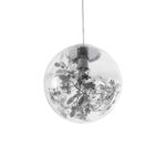 GLOBOSTAR® HARPER 01510 Μοντέρνο Κρεμαστό Φωτιστικό Οροφής με Ντουί 1 x E27 AC 220-240V IP20 - Διάφανο & Ασημί - Μ25 x Π25 x Υ30cm - Image 6