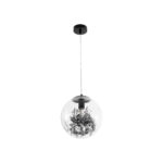 GLOBOSTAR® HARPER 01512 Μοντέρνο Κρεμαστό Φωτιστικό Οροφής με Ντουί 1 x E27 AC 220-240V IP20 - Διάφανο & Μαύρο - Μ25 x Π25 x Υ30cm - Image 4