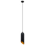 GLOBOSTAR® CARSON 01527 Μοντέρνο Κρεμαστό Φωτιστικό Οροφής με Ντουί 1 x E27 AC 220-240V IP20 - Μαύρο & Χρυσό - Μ10 x Π10 x Υ38cm - Image 3