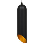 GLOBOSTAR® CARSON 01528 Μοντέρνο Κρεμαστό Φωτιστικό Οροφής με Ντουί 1 x E27 AC 220-240V IP20 - Μαύρο & Χρυσό - Μ12 x Π12 x Υ52cm - Image 4
