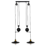 GLOBOSTAR® CARILO 01550 Vintage Κρεμαστό Φωτιστικό Οροφής με Ντουί 2 x E27 AC 220-240V IP20 - Μαύρο & Χρυσό - Μ72 x Π26 x Υ120cm - Image 2