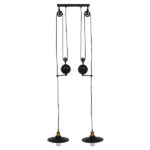 GLOBOSTAR® CARILO 01550 Vintage Κρεμαστό Φωτιστικό Οροφής με Ντουί 2 x E27 AC 220-240V IP20 - Μαύρο & Χρυσό - Μ72 x Π26 x Υ120cm - Image 3